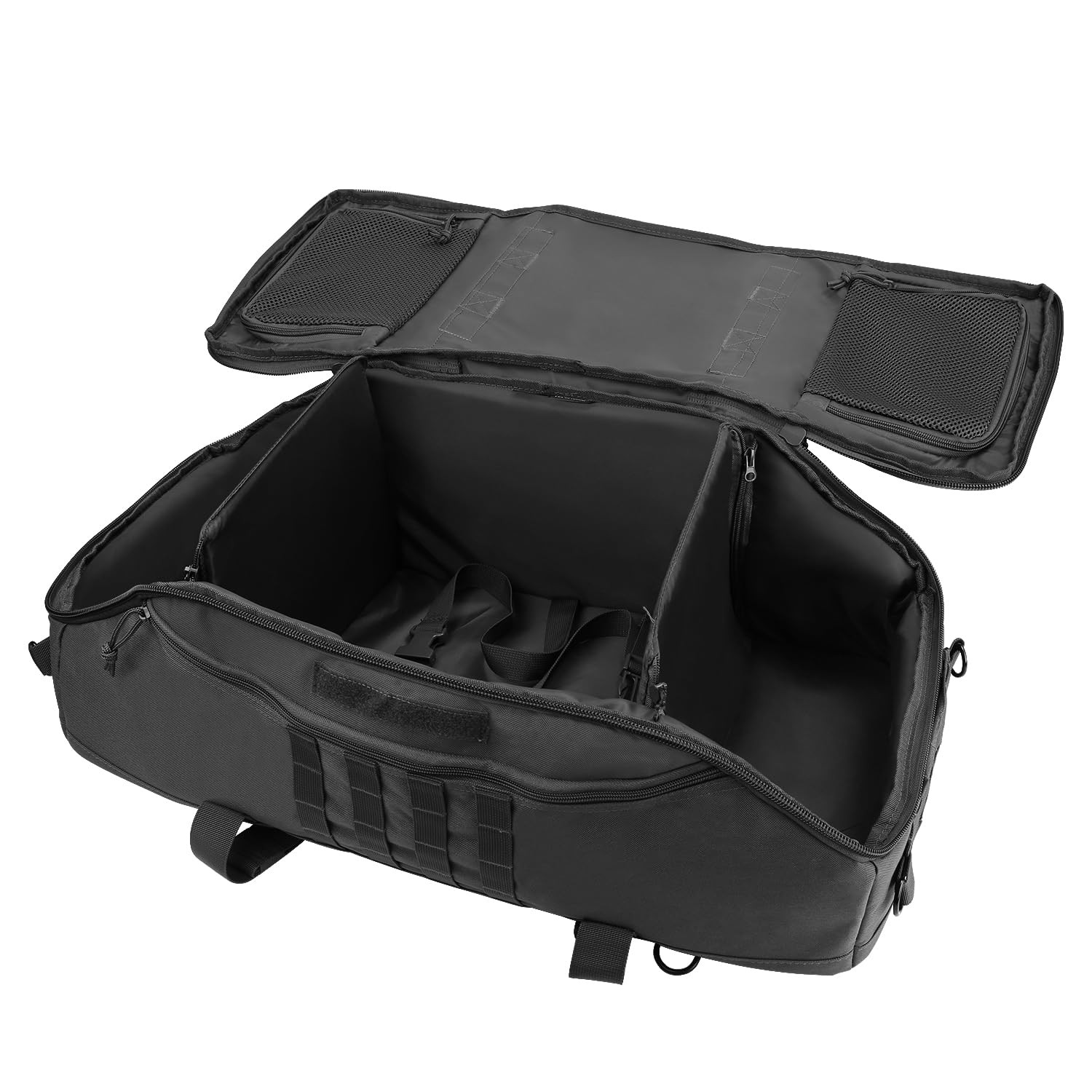Duffle Bag 3-in-1 Tactical Backpack MOLLE Pack 55L Black for Sports Gym Outdoor