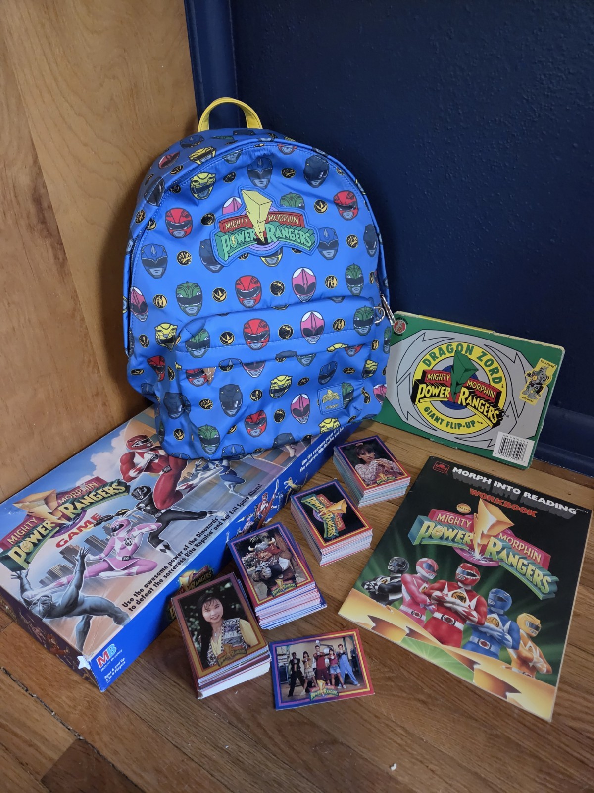 Cakeworthy Might Morphin Power Rangers Backpack & 1990s Game & Complete Card Set