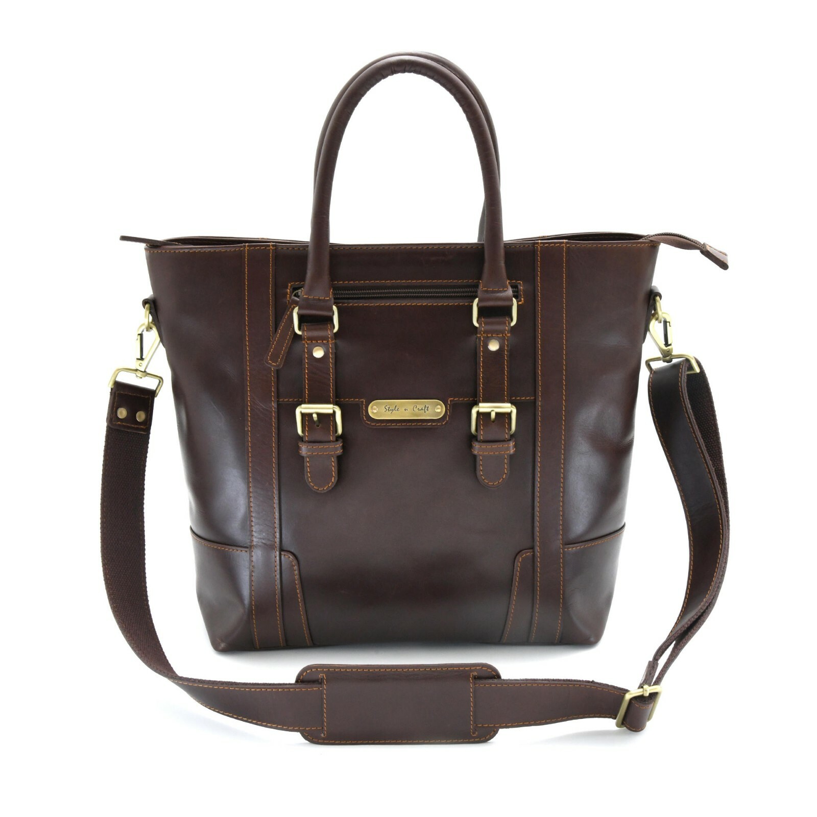 Style n Craft 392006 Men’s Tote Bag in Full Grain Dark Brown Leather