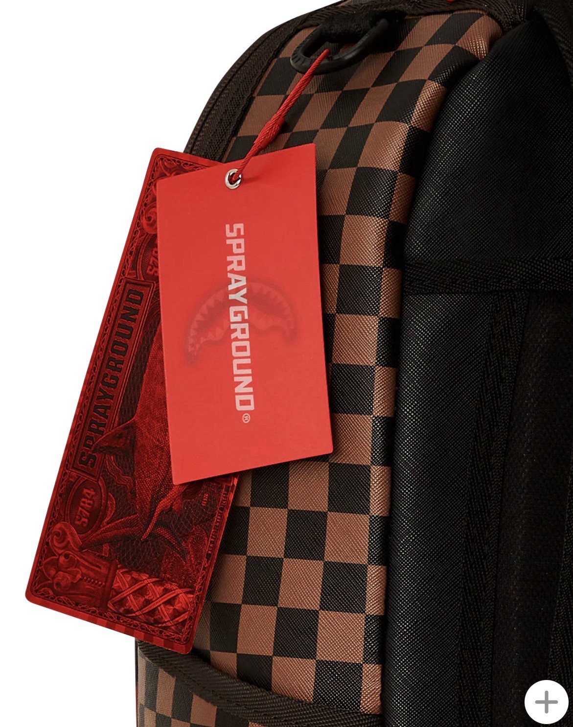 Sprayground Shark In Paris Brown Checkered Money Bear Backpack School Books Bag