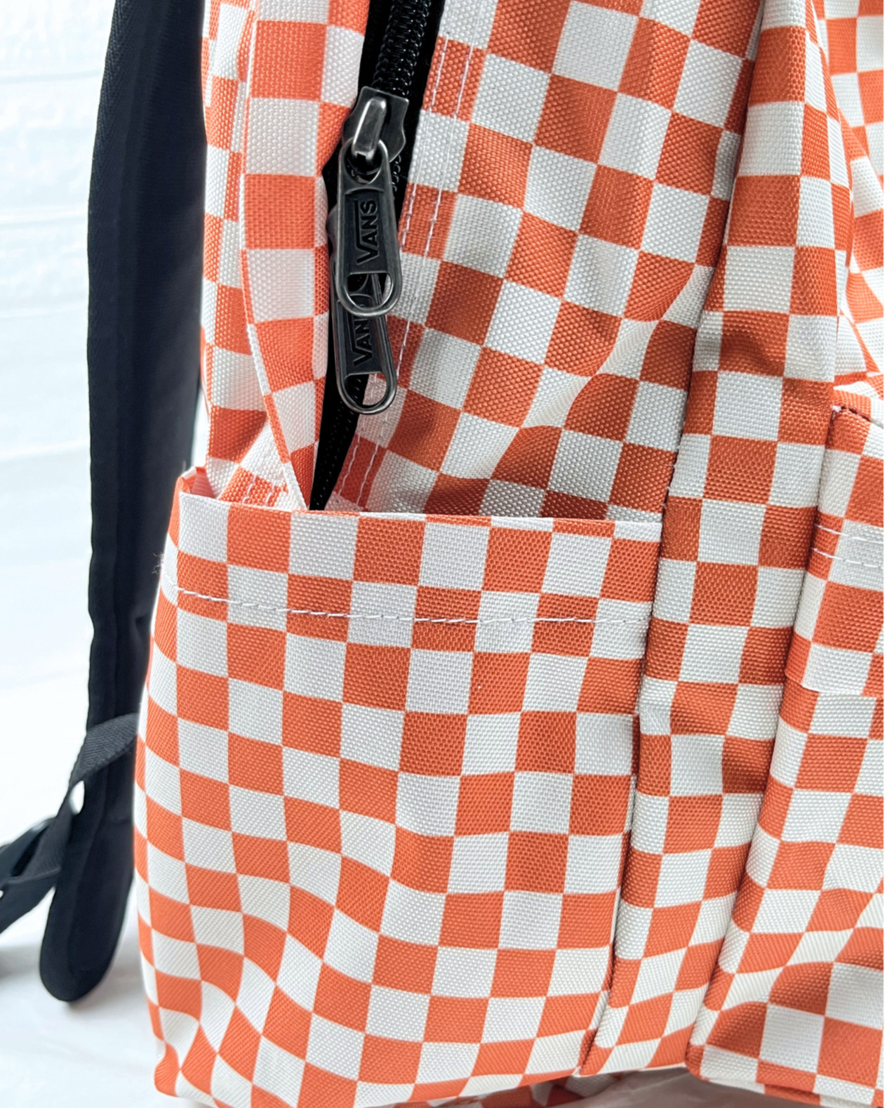 Vans Checkerboard Backpack Orange White Laptop School Travel Daypack Large NWT