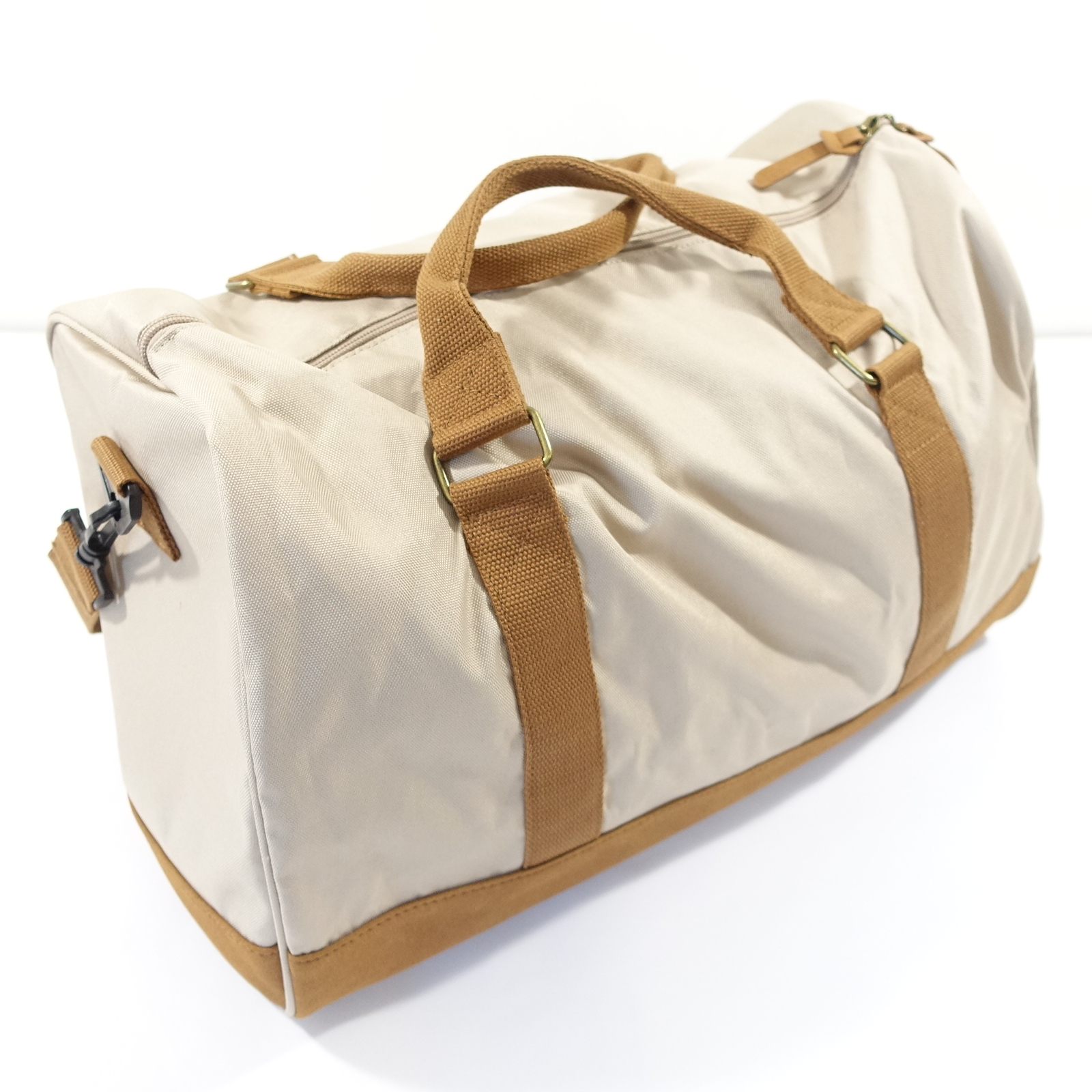 SUN STONE 100135047 COLORBLOCK BEIGE BROWN REED DUFFLE BAG MENS NWT NEW