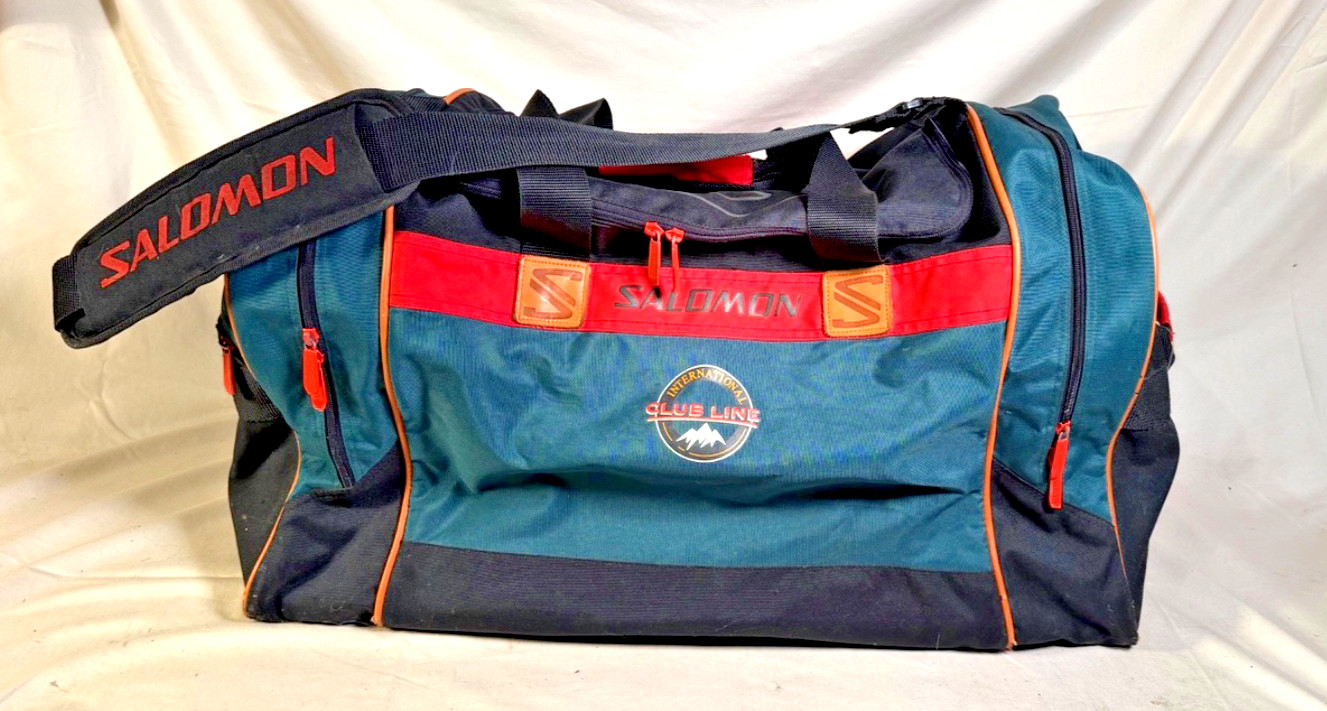 Vtg 90s Salomon Duffle Bag Green Black Club Line Streetwear Luggage 26″x15″x15″