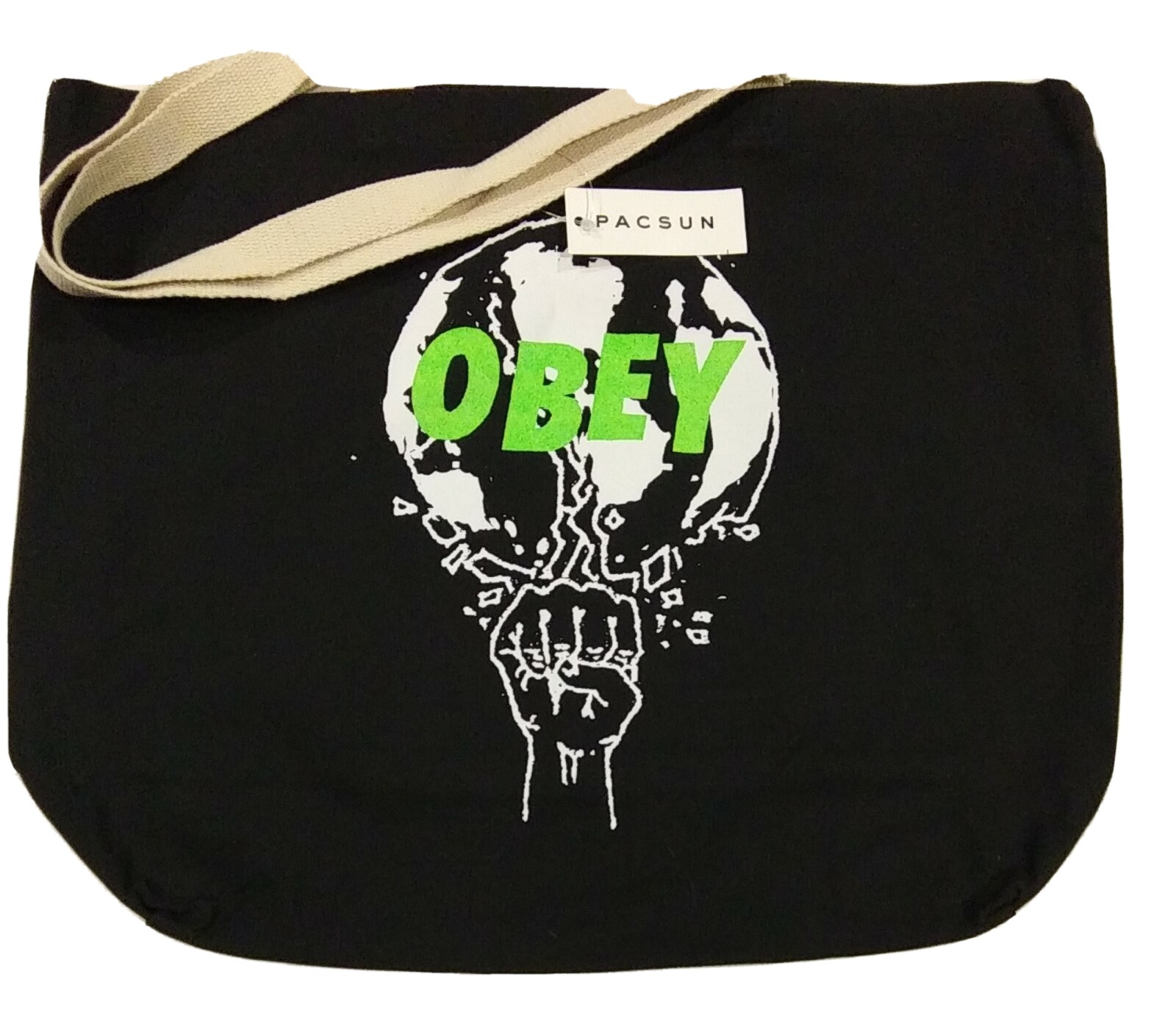 NWT OBEY Smash It Up PACSUN black green beach bag tote bookbag travel NEW World