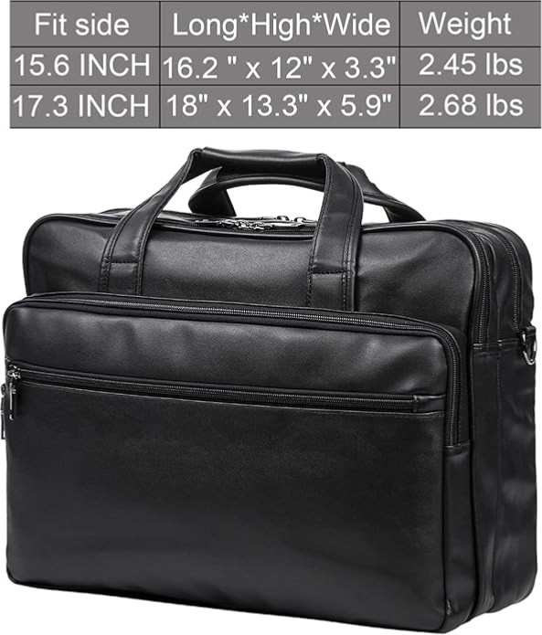 Men’s Leather Messenger Bag, 15.6 Inches Laptop Briefcase Shoulder Bag
