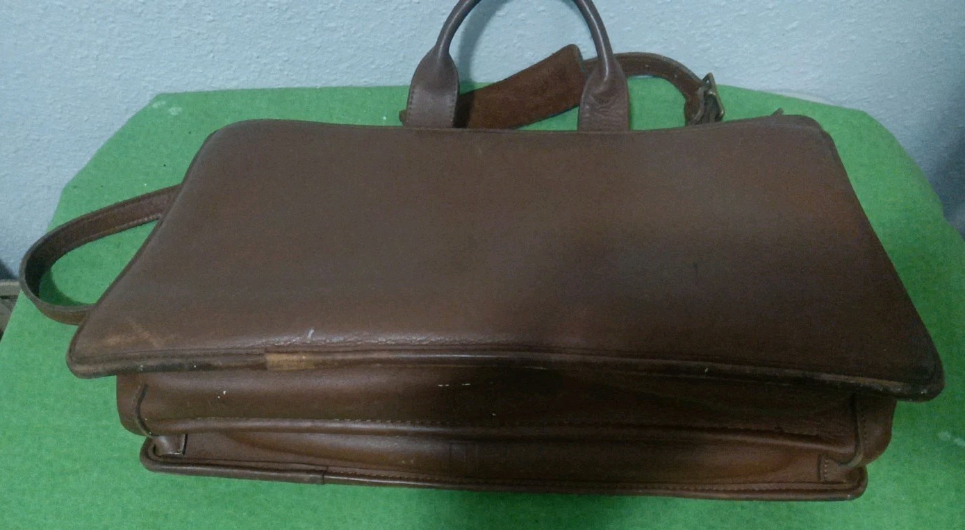 Jack Georges Leather Briefcase Bag Brown Top Handle Shoulder Laptop 16x11x5