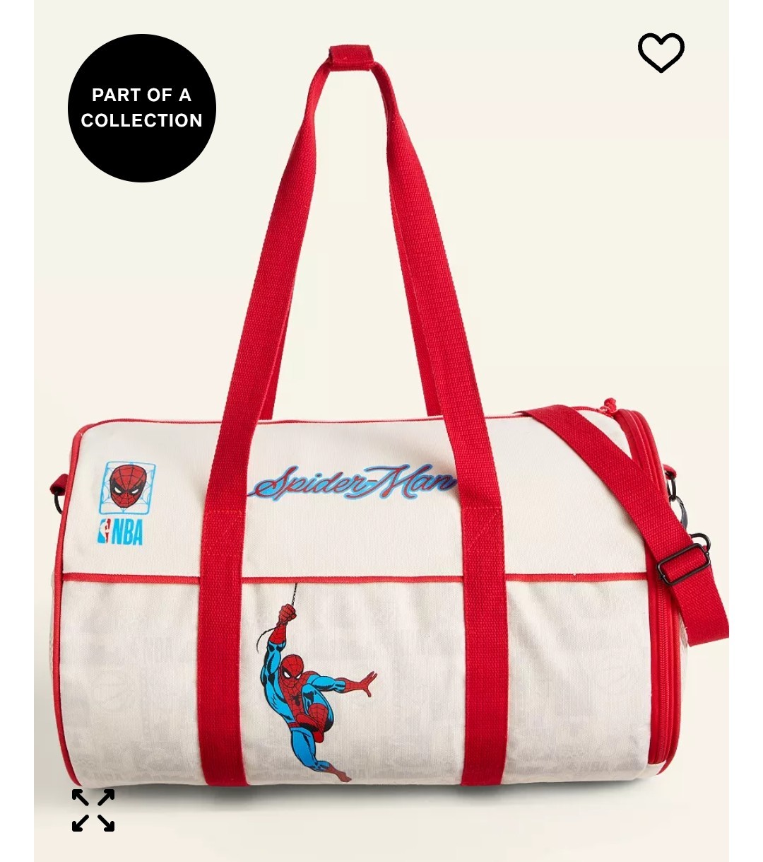 Marvel Spider-Man NBA Crossover Duffel Bag White Red Gym Travel collectors