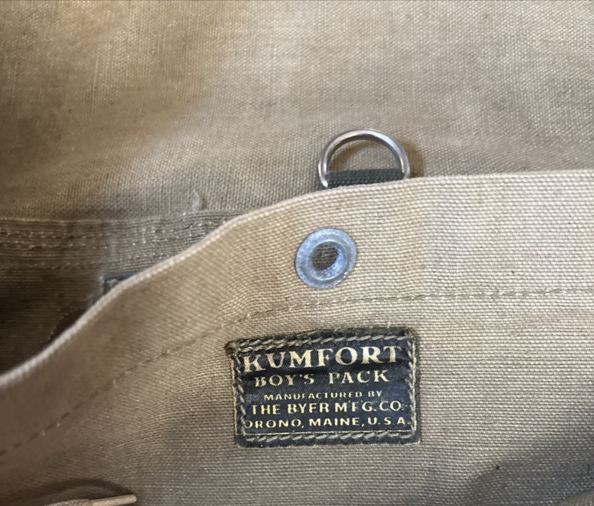 Vintage Kumfort Boy Pack Canvas Bag Byer Mfg Orono Maine