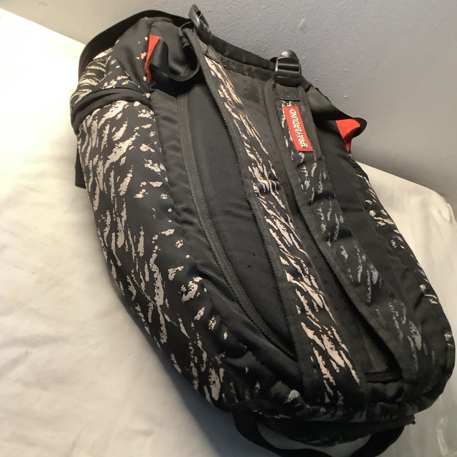 Sprayground Black White 3D Shark Fin Backpack Limitated Edition RARE