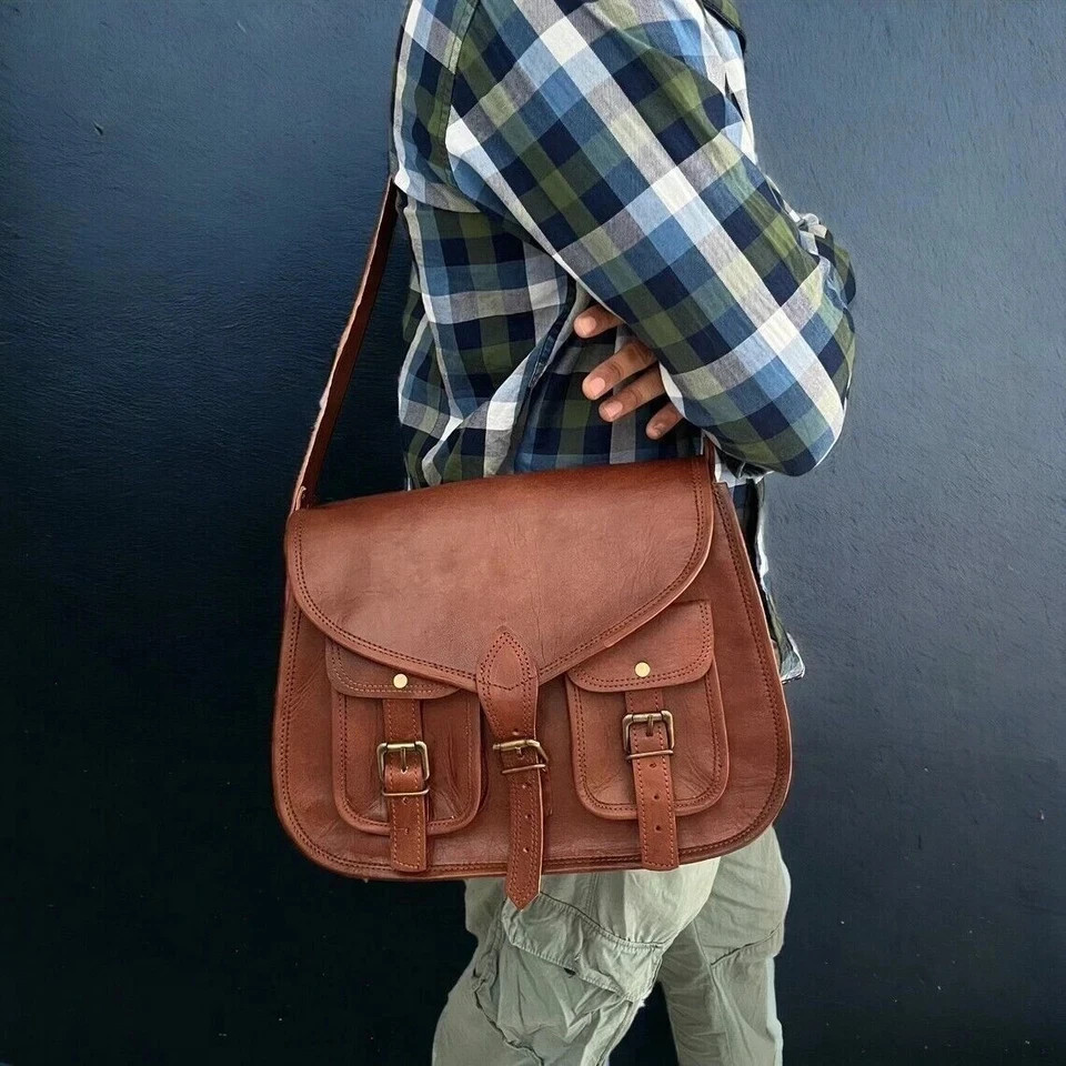 Men’s Aesthetic Leather Messenger Satchel Bag Handmade Vintage Brown New