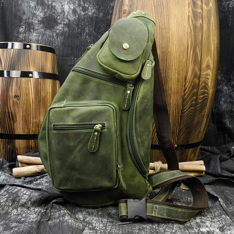Men Vintage Shoulder Bag Sling Crossbody Chest Genuine Leather Satchel Backpack