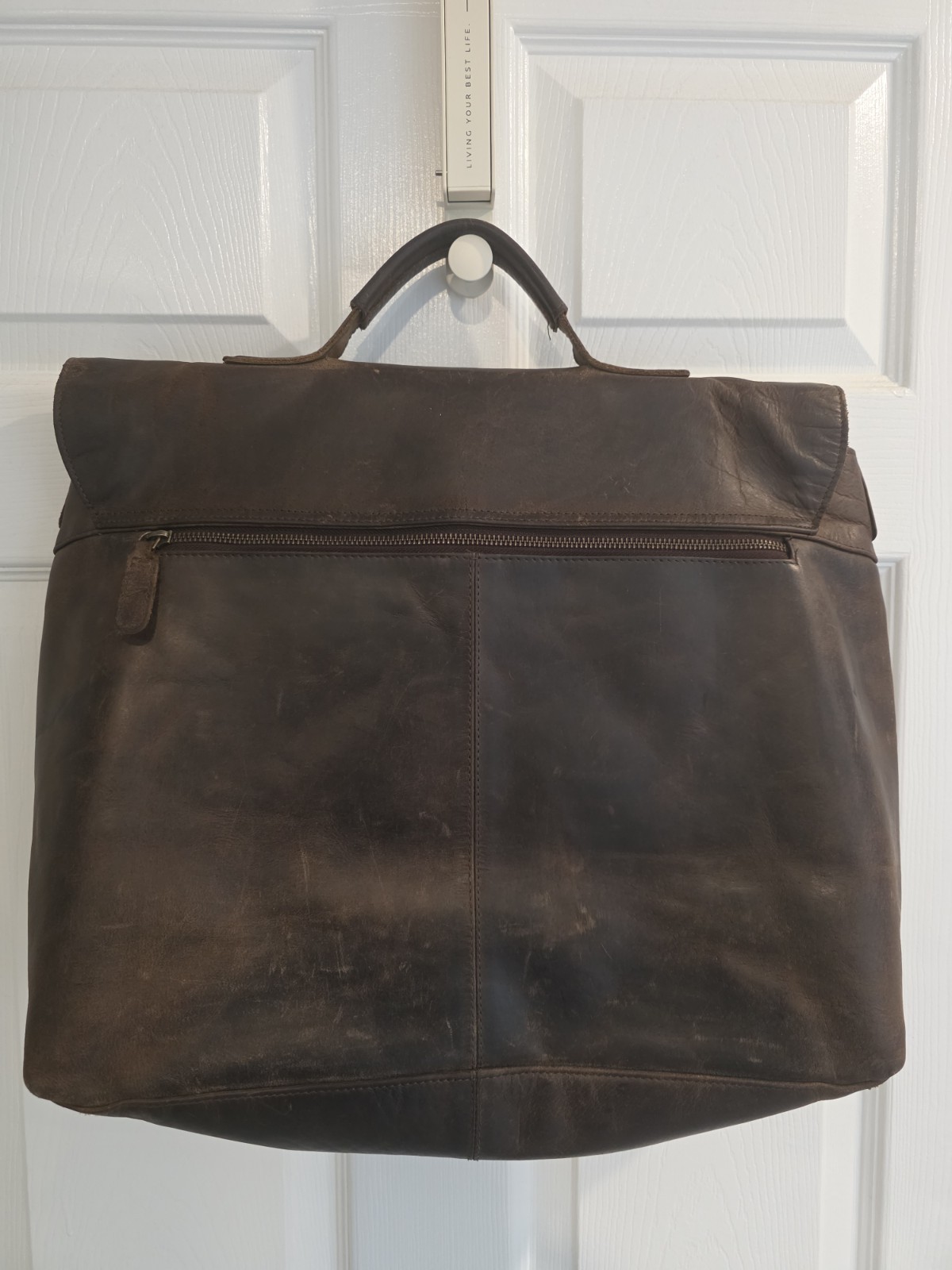 KomalC Distressed Buffalo Leather Briefcase Laptop Messenger Bag Satchel Brown