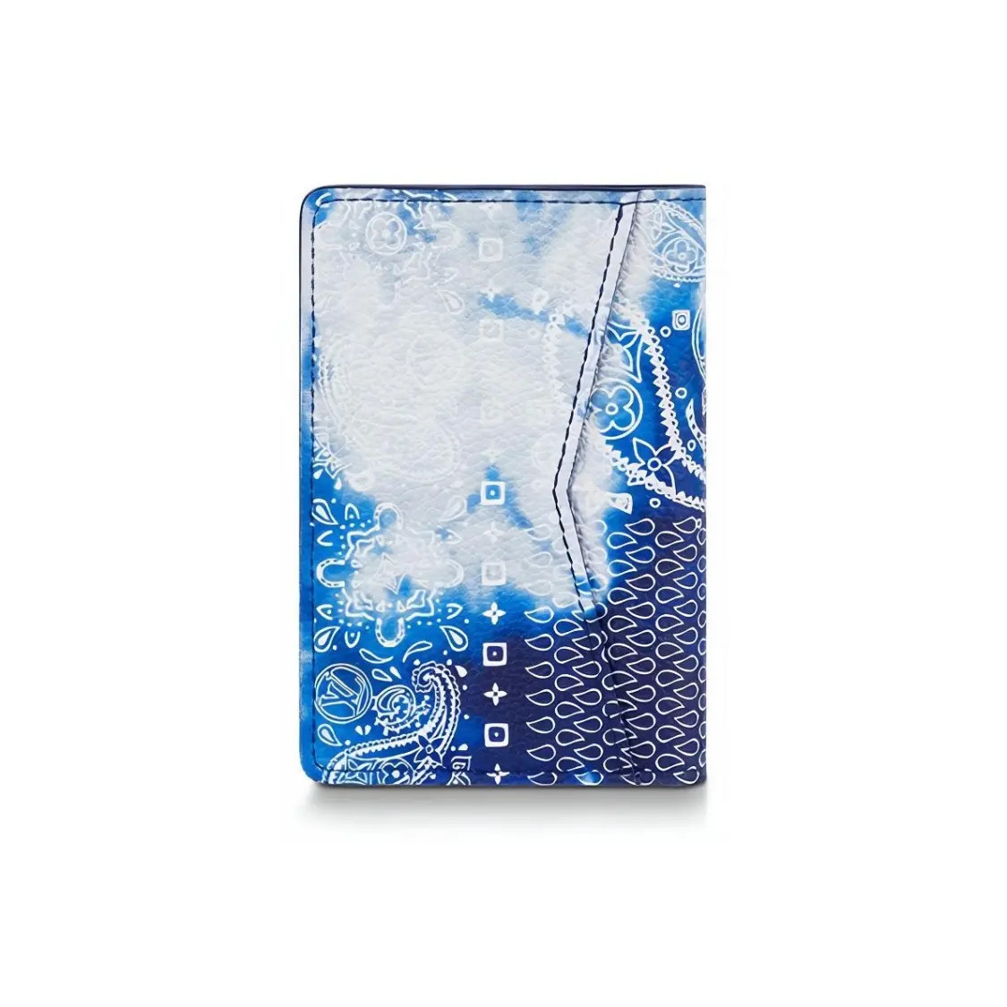 LOUIS VUITTON Cashew Flower Gradient Cowhide Wallet Men’s Blue 3.1×0.4×4.3 in