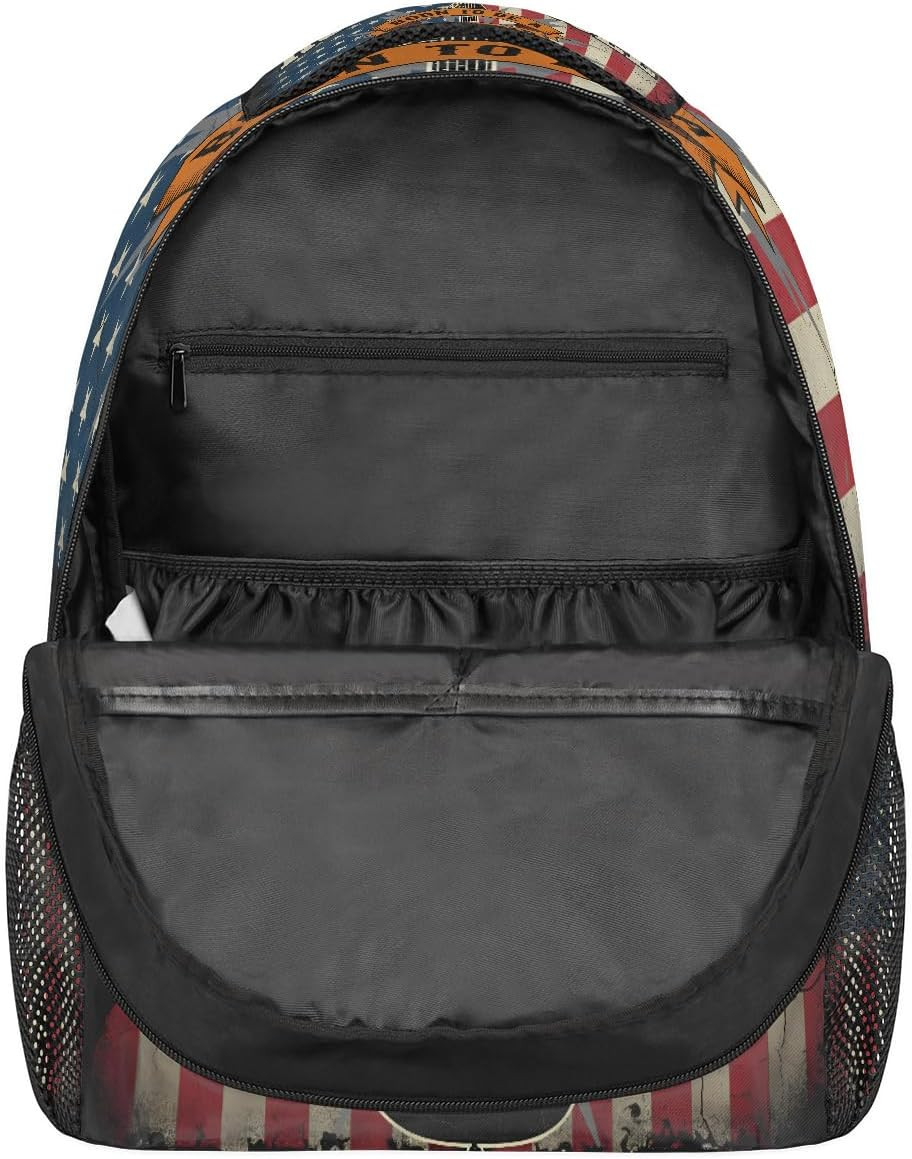 Backpack Rock Roll Music Guitar American Flag School Shoulder Bag Large Waterpro