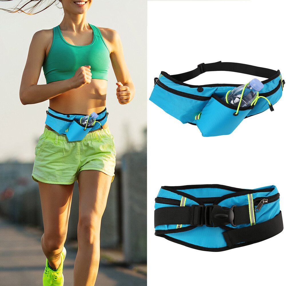 Blue Nylon Sport Running Waist Pack Zip Fanny Bag For Samsung Galaxy S24 Ultra