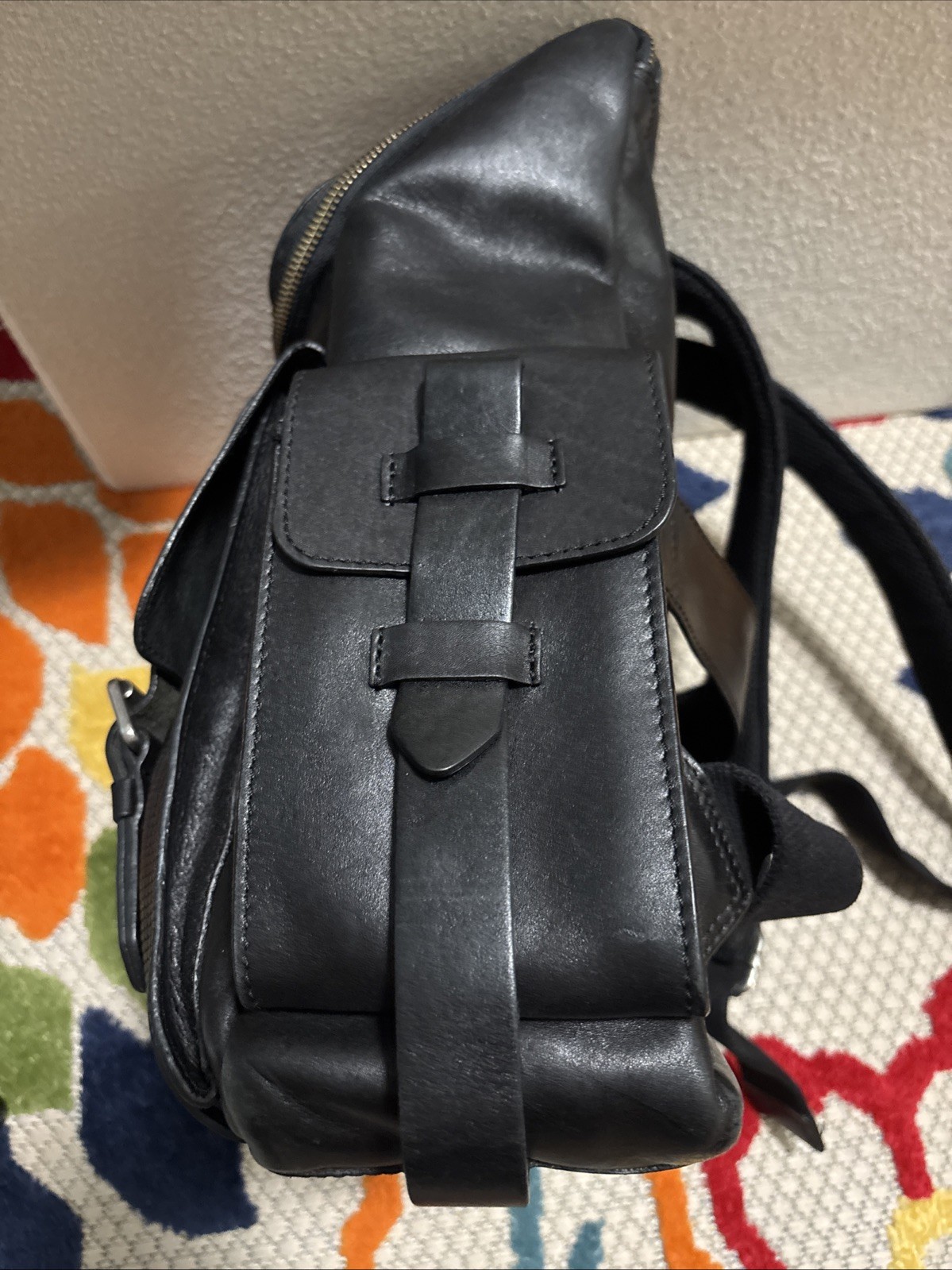 Velez Archaeology Backpack In Vintage Black Leather Excellent Condition