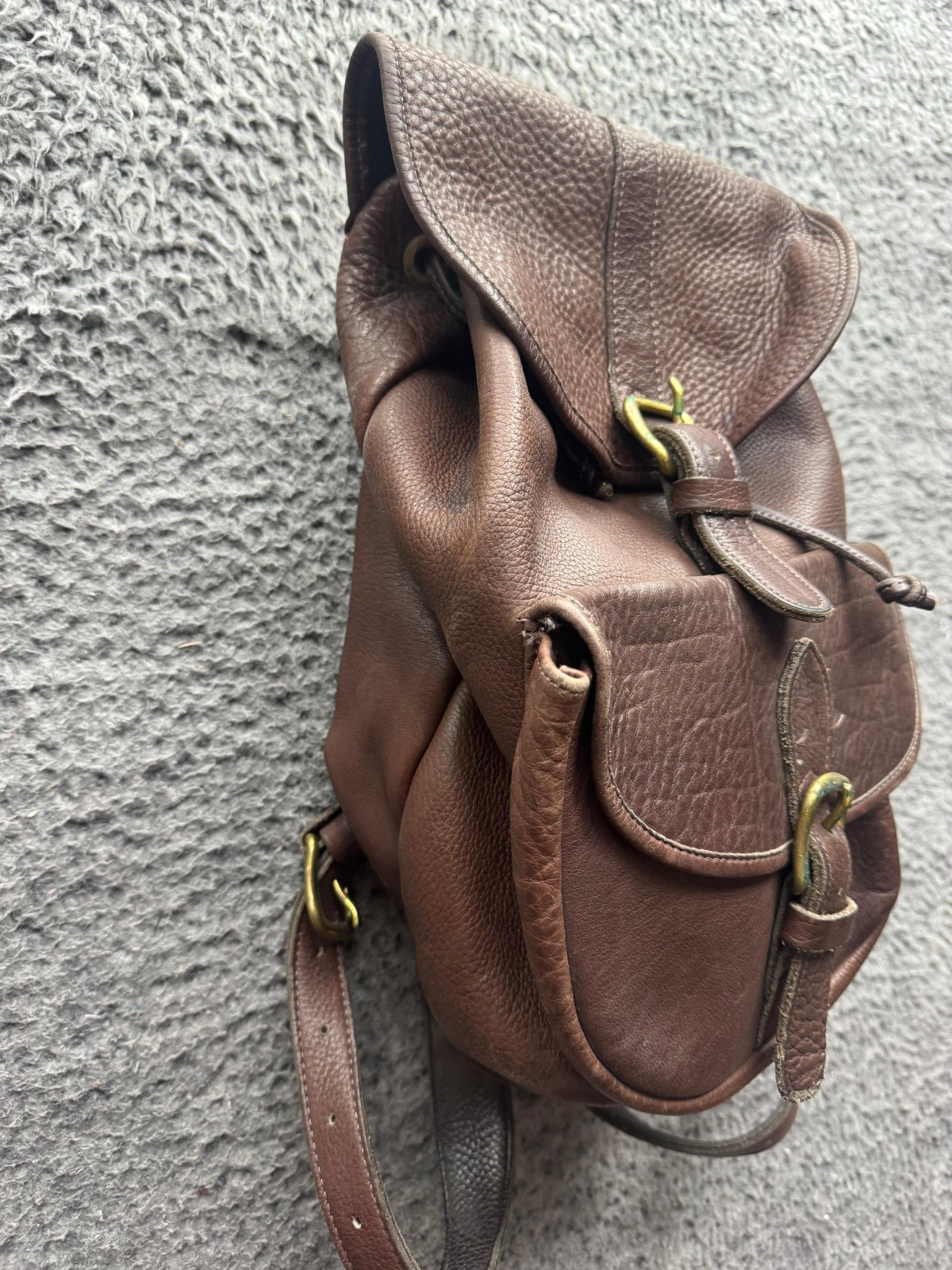 Vintage Leather Craft Authentic School Travel Rucksack Backpack Brown Unisex