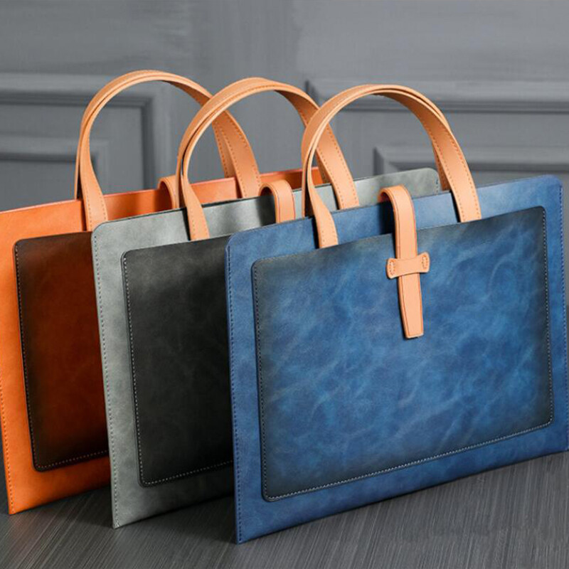 Official Business Document Bag Handheld File Bag PU Leather Waterproof Briefcase