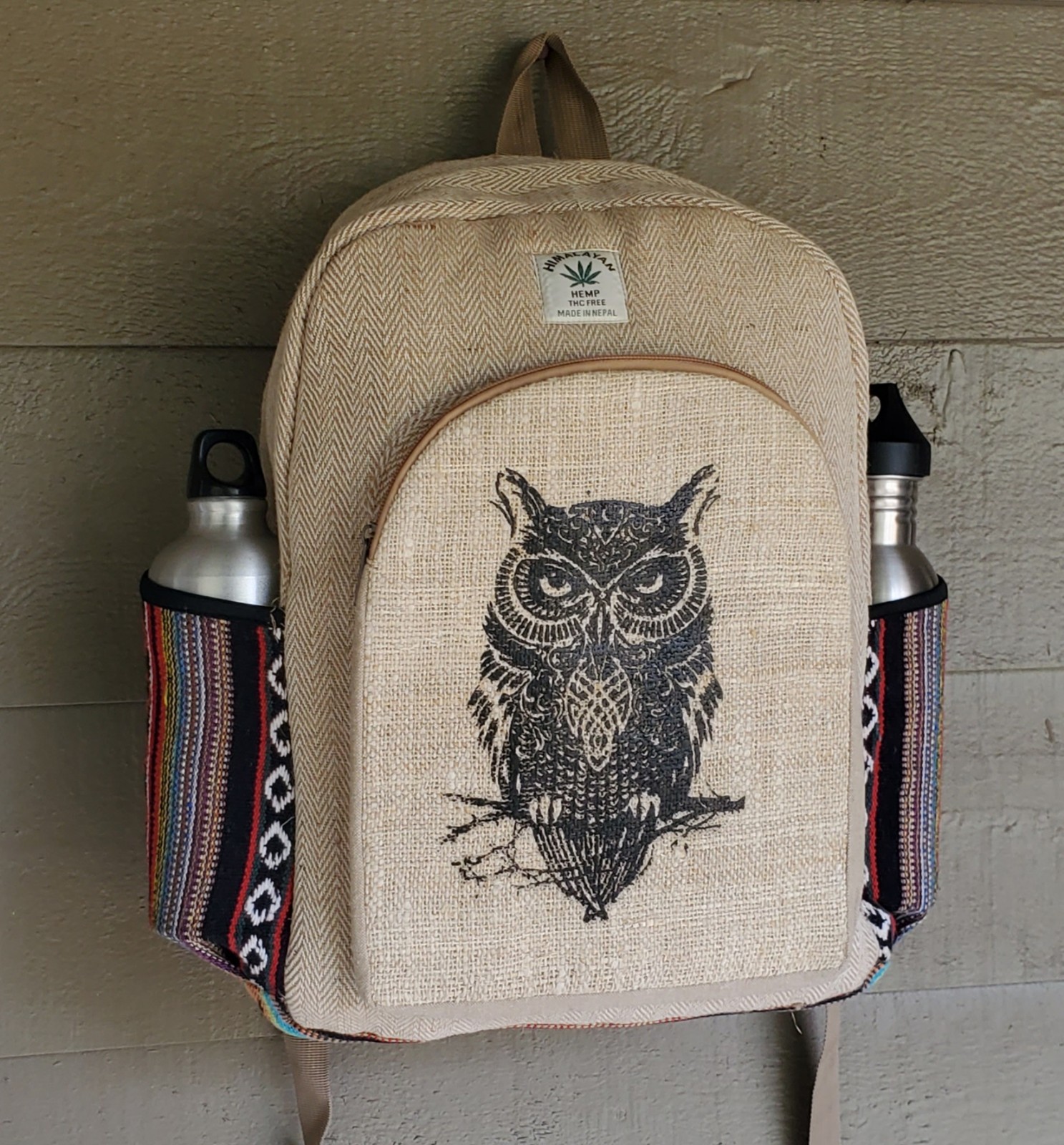 Large Embroidery Pure Hemp Backpack