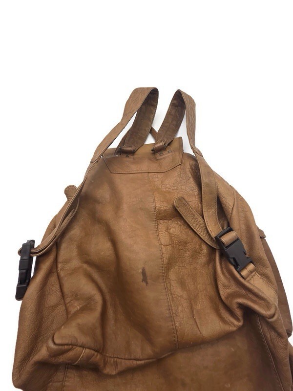 Vintage Mens Brown Leather Simon Traveling Bag Backpack (See Description)