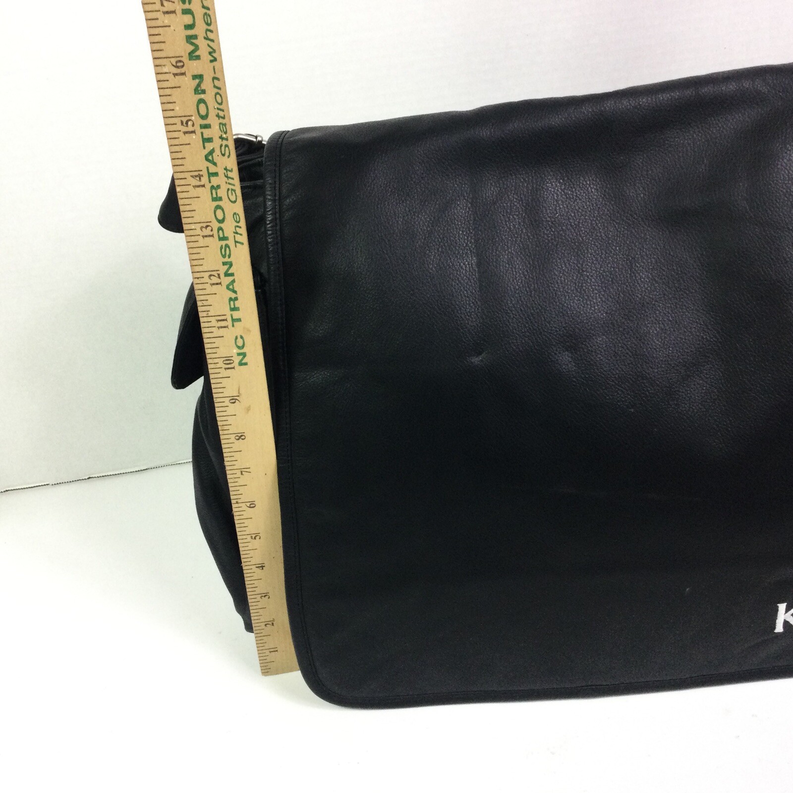 Canyon River Black Leather Travel / Messenger bag crossbody carry on 19x14x6