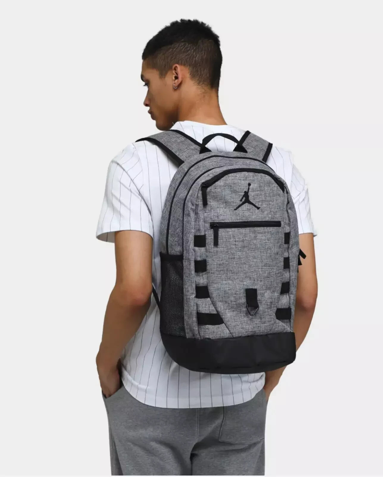 NIKE JORDAN JAM ZONE BACKPACK LAPTOP SCHOOL GYM BAG CARBON HEATHER GREY/BLACK
