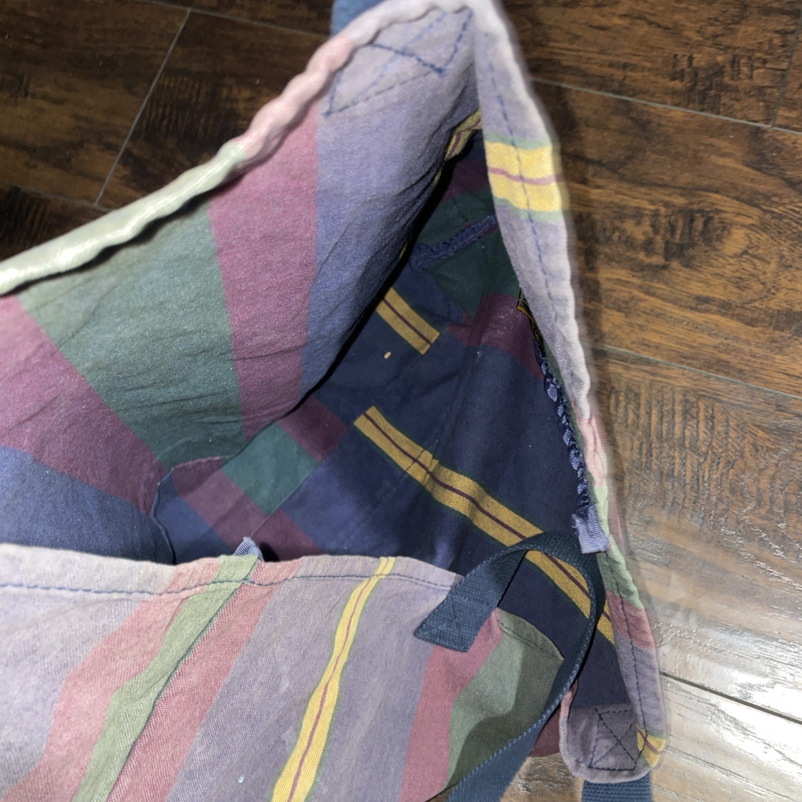 Eddie Bauer Vintage Stripe Tote Bag Multi Color Double Handles Faded