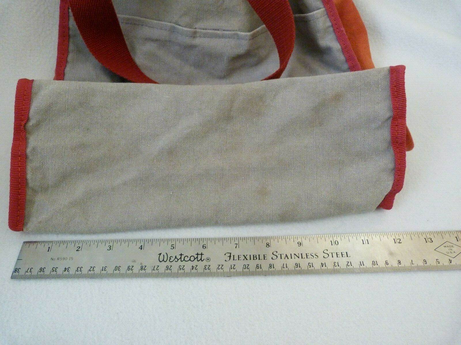 Great Smoky Mountains Railroad Canvas Tote Grocery Bag Carrying Straps Red Tan