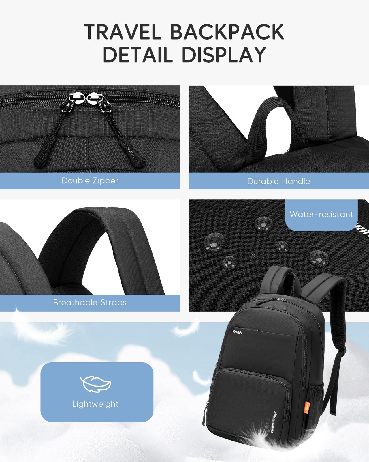 40x30x15 cm Personal Item Travel Bag,16x12x6 inch Small Carry On Backpack 20L…