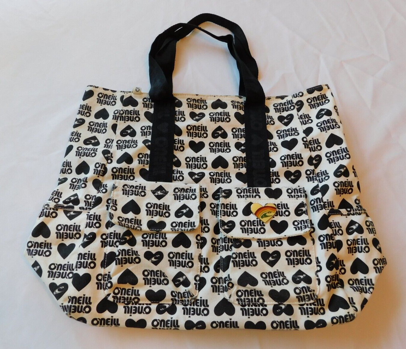 O’Neill beach bag tote bookbag travel one size Off White Black Pre-owned