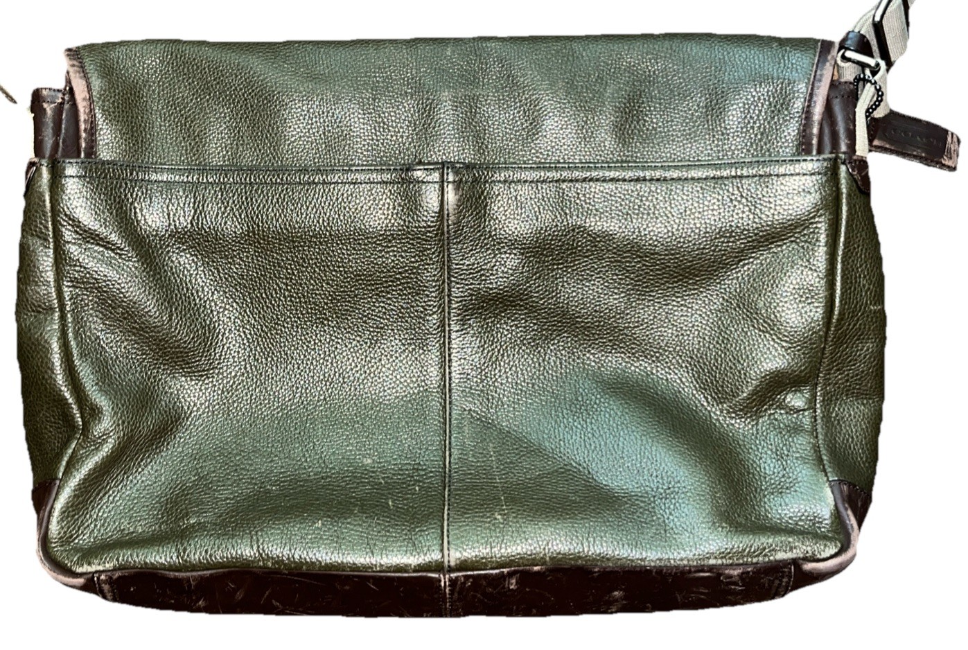 Coach Camden Leather Map Bag Messenger Crossbody Green Brown Two Tone F70924