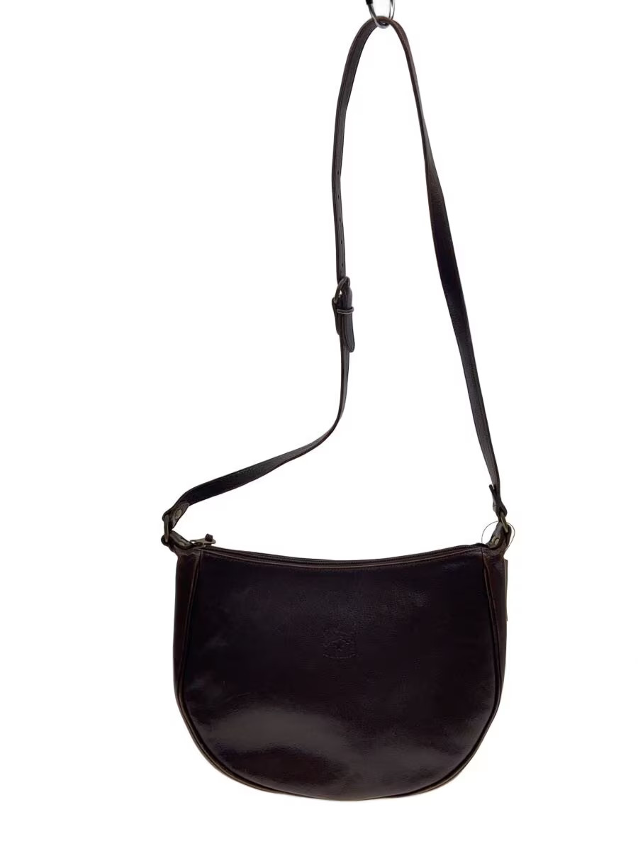 IL BISONTE Shoulder Bag, Leather, Brown, Made in Italy, Grained Leather, Half-Mo
