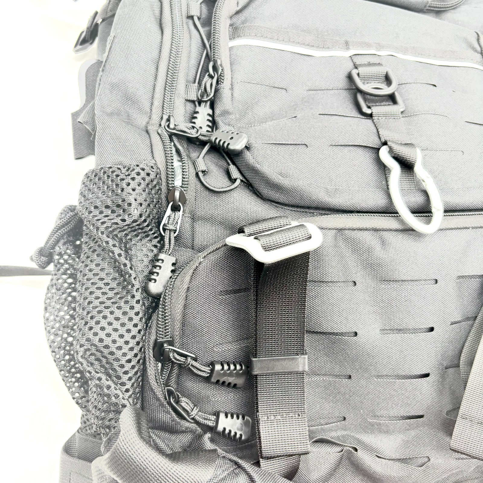 Black Heavy Duty Adjustable Strap Tactical Backpack w/ American Flag Patch