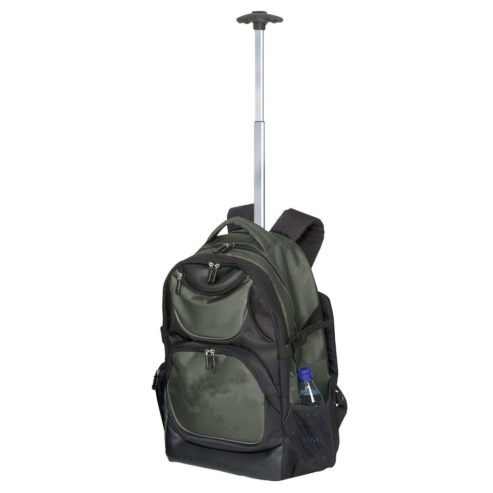 Brand new olive rolling laptop school books single handle backpack bag 3259