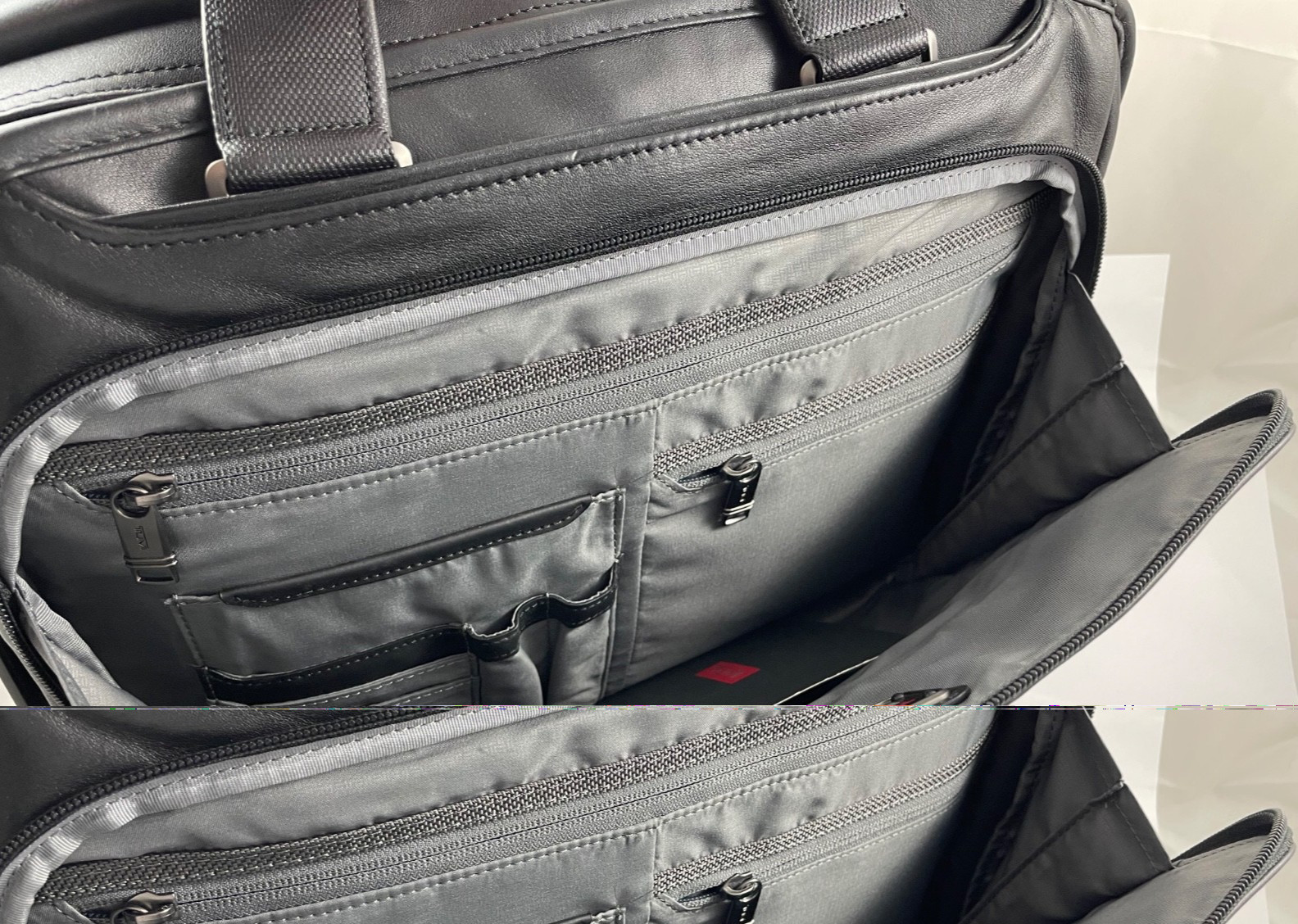 Tumi Alpha 3 Organizer Leather Briefcase Laptop Carry Bag Black 117320 Reg $895