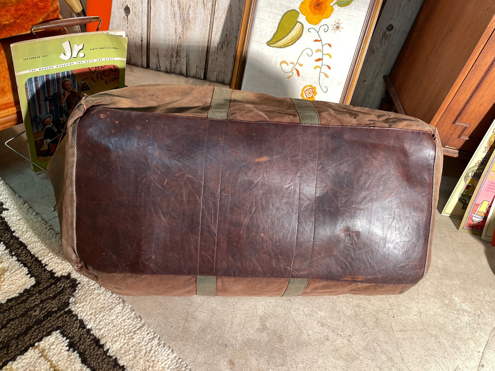 Vintage 60s / 70s Extra Large LL Bean Duffel Weekend Bag 26″ Maine Talon Zip