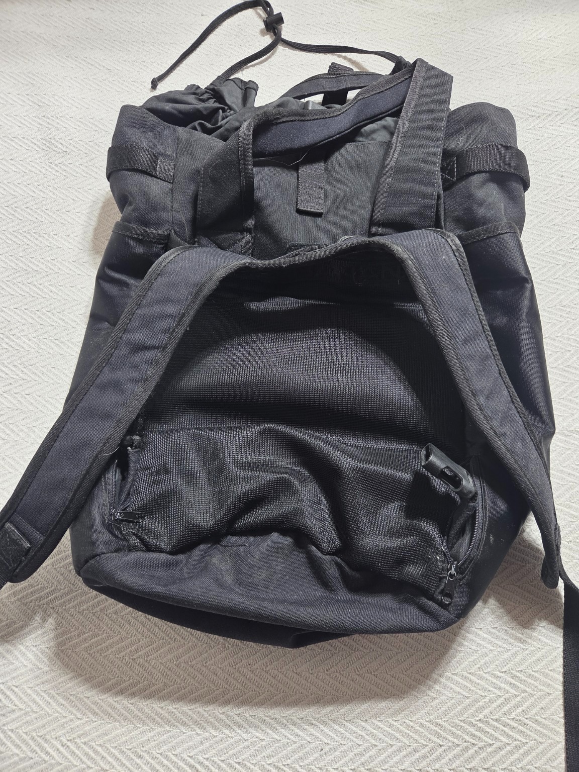 Black Convertible Tote Backpack Drawstring Laptop Travel Everyday Utility Bag