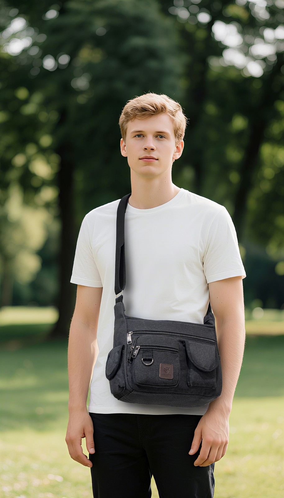 LEBULLBRO Canvas Crossbody Shoulder Messenger Bags Military Outdoor Satchel Bag