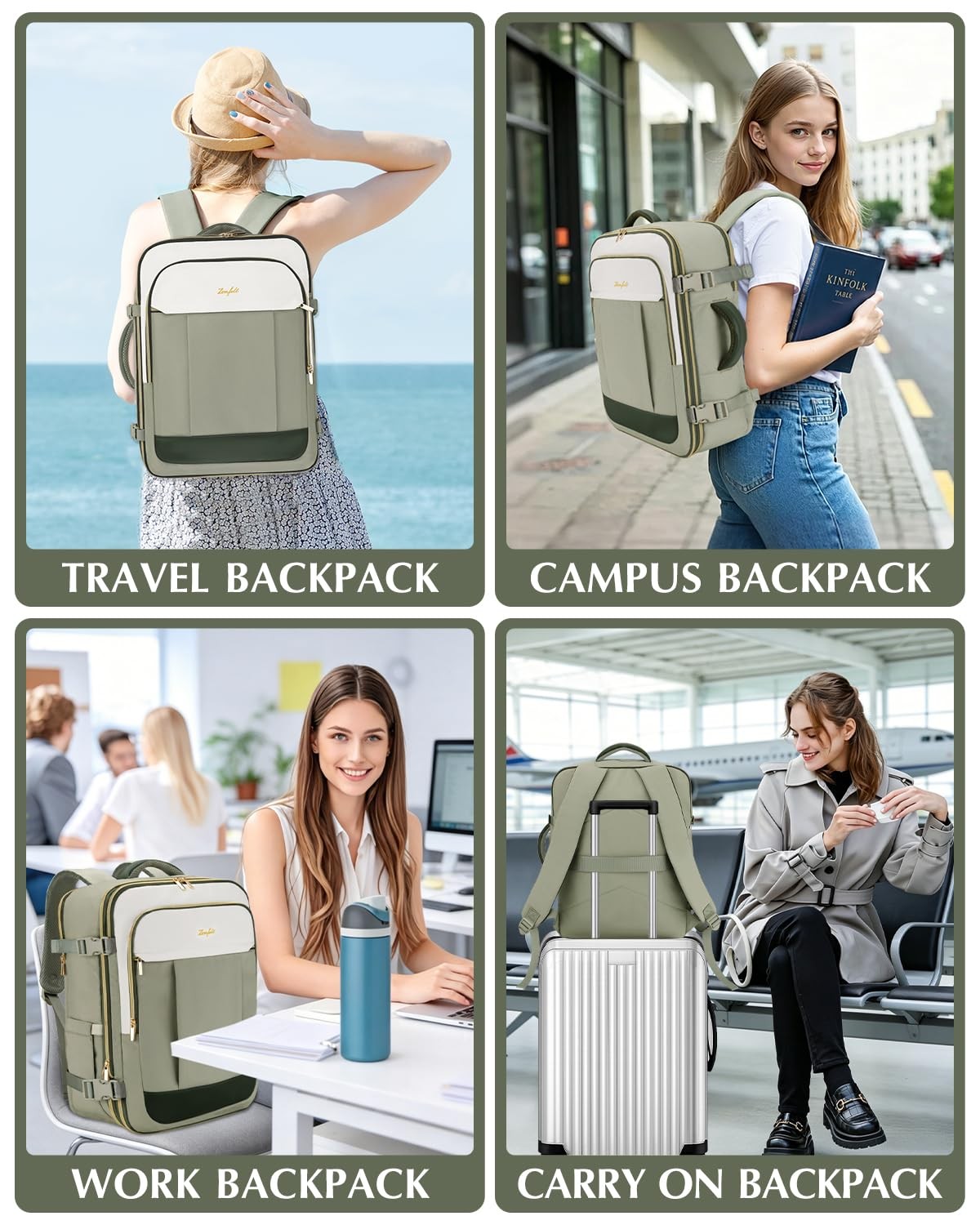 Travel Backpack for , 40L-45L Expandable Personal Travel Bag 18x14x8 with 3 P…