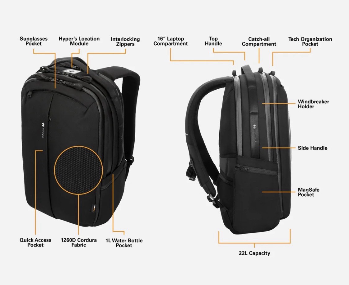 HyperPack Pro with Apple Find My 22L