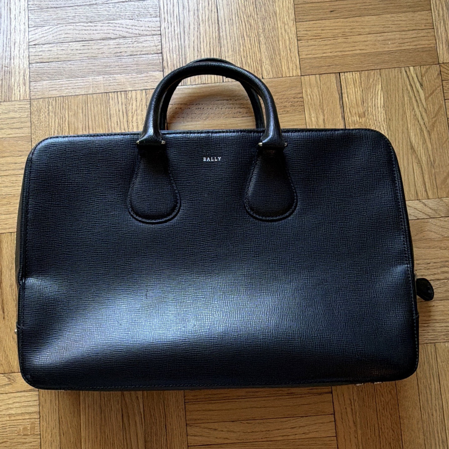 Vintage Bally Black Zip Top Briefcase/Document Case w/ Top Handle