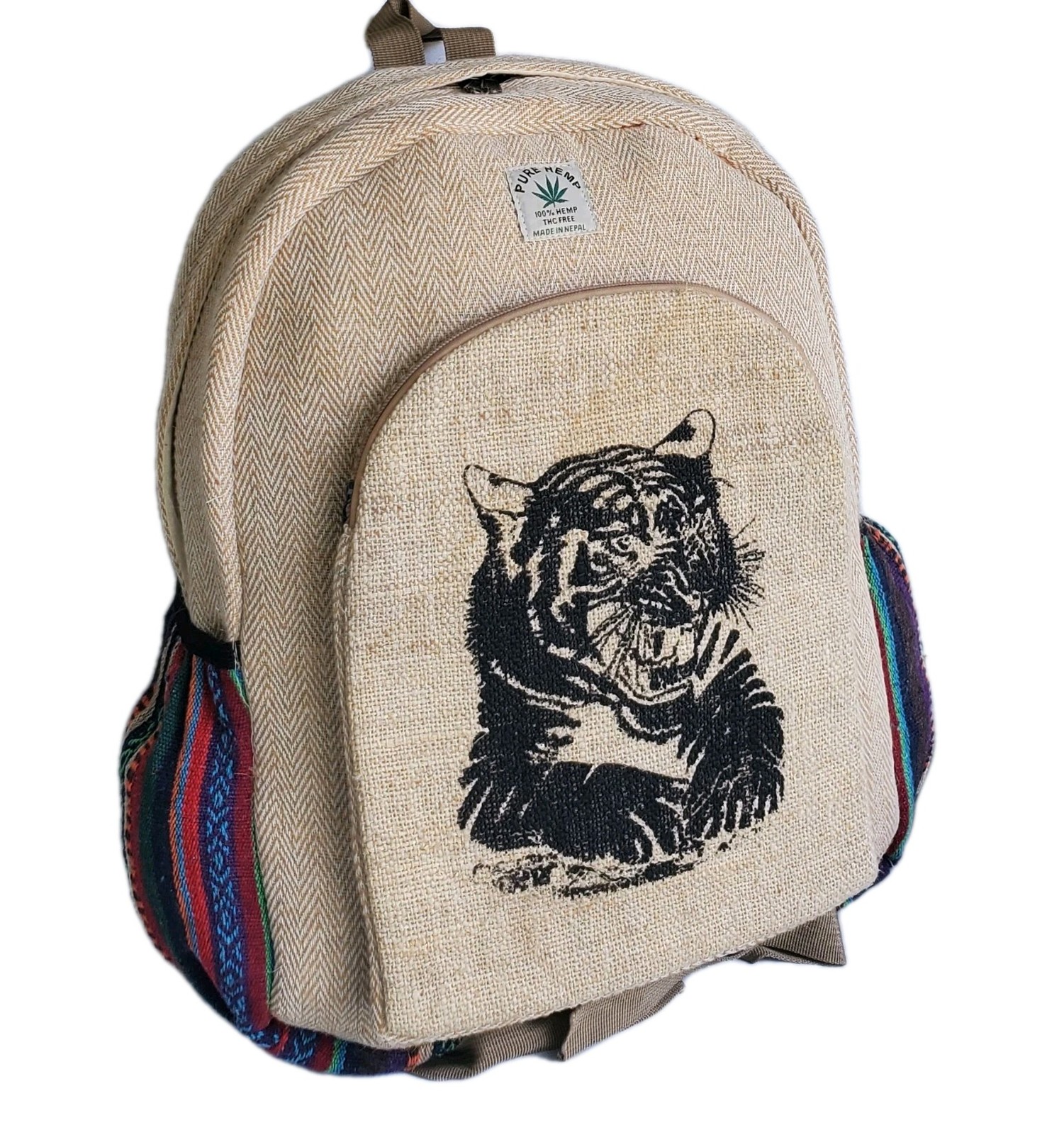Large Embroidery Pure Hemp Backpack