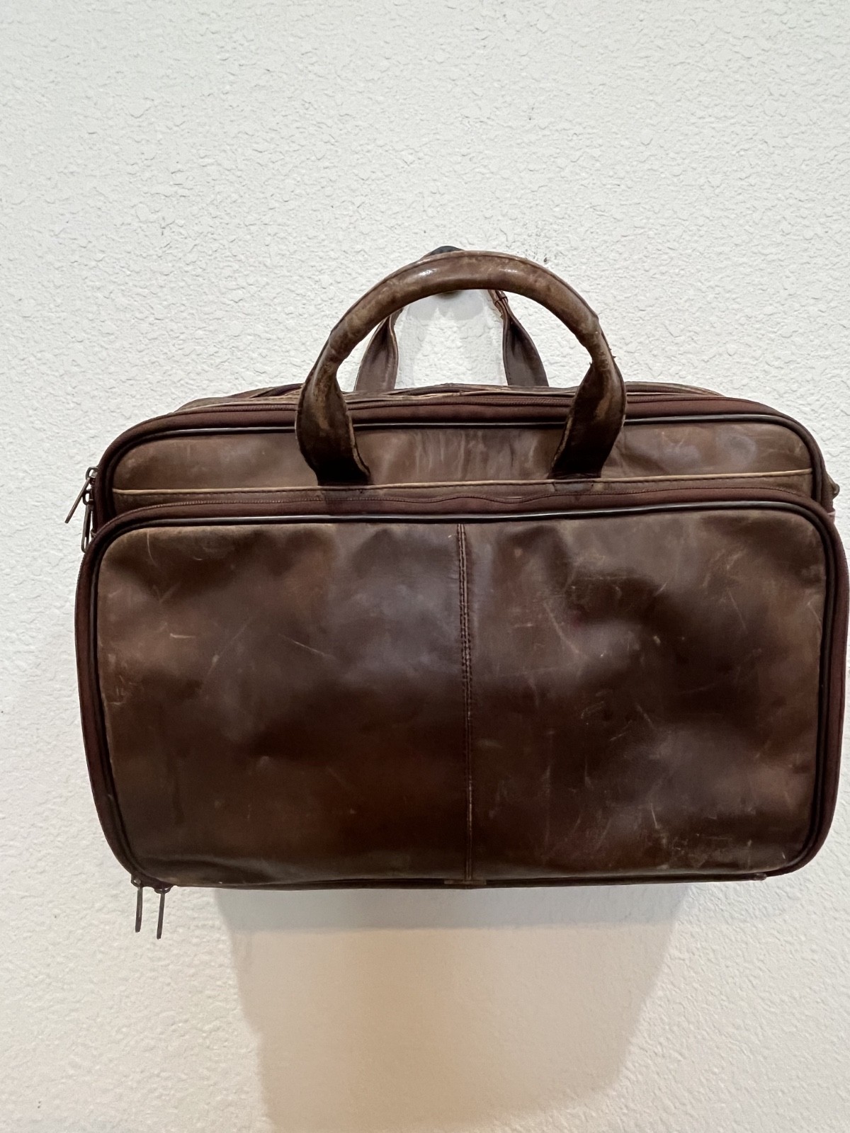 VTG Brown Leather Heritage Briefcase Many Pockets 16x11x5soft sided