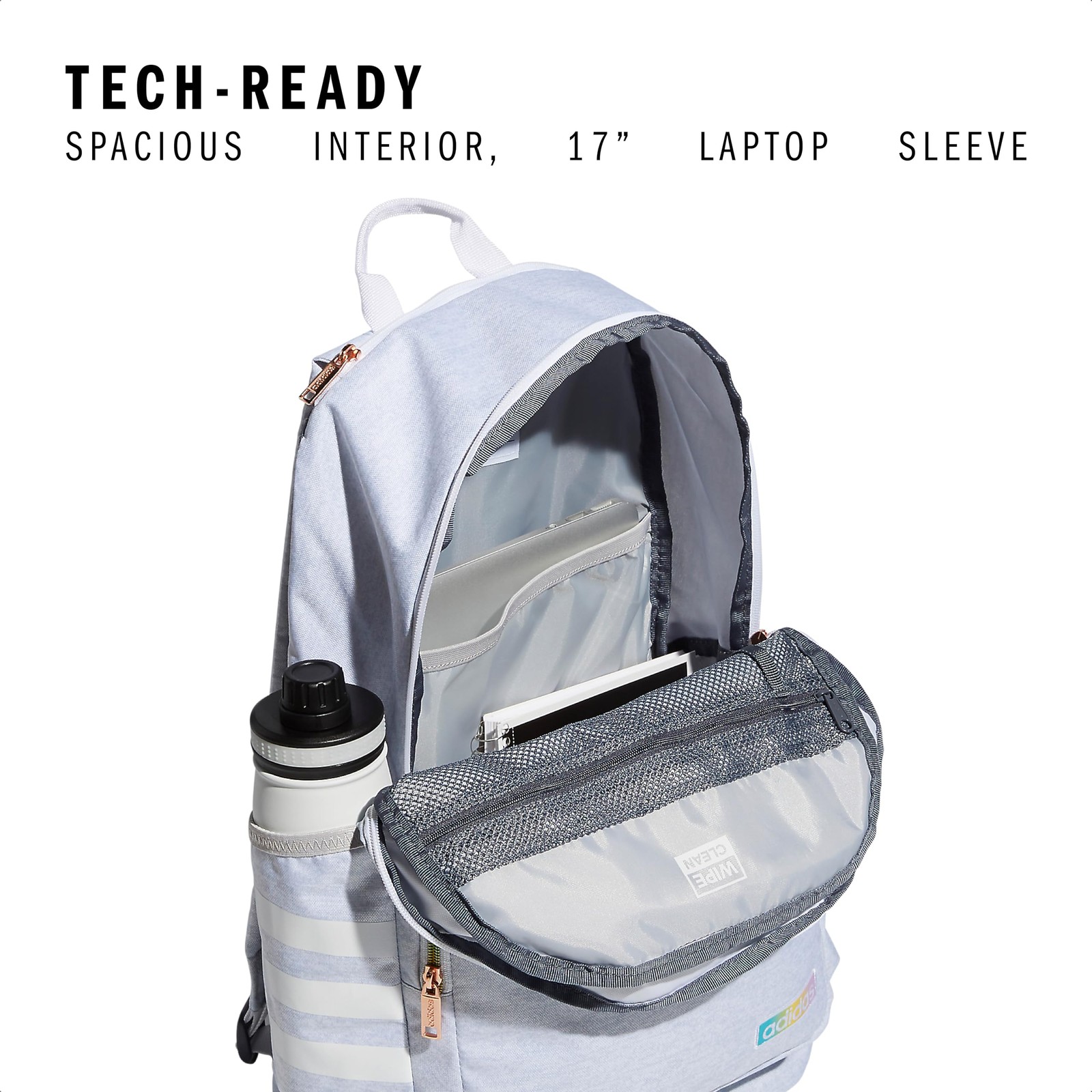Adidas White Rainbow 4.0 Backpack With Laptop Sleeve Lifetime Warranty
