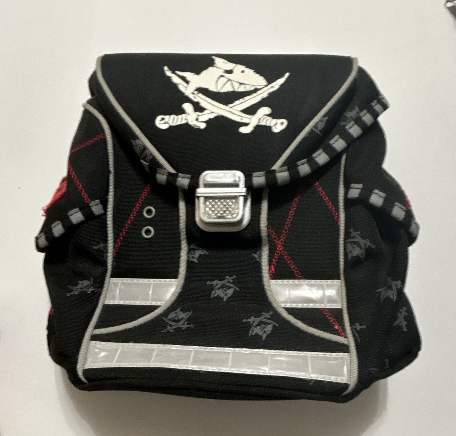 DIE SPIEGELBURG Black Skull Pirate Backpack Small Buckle Closure Padded