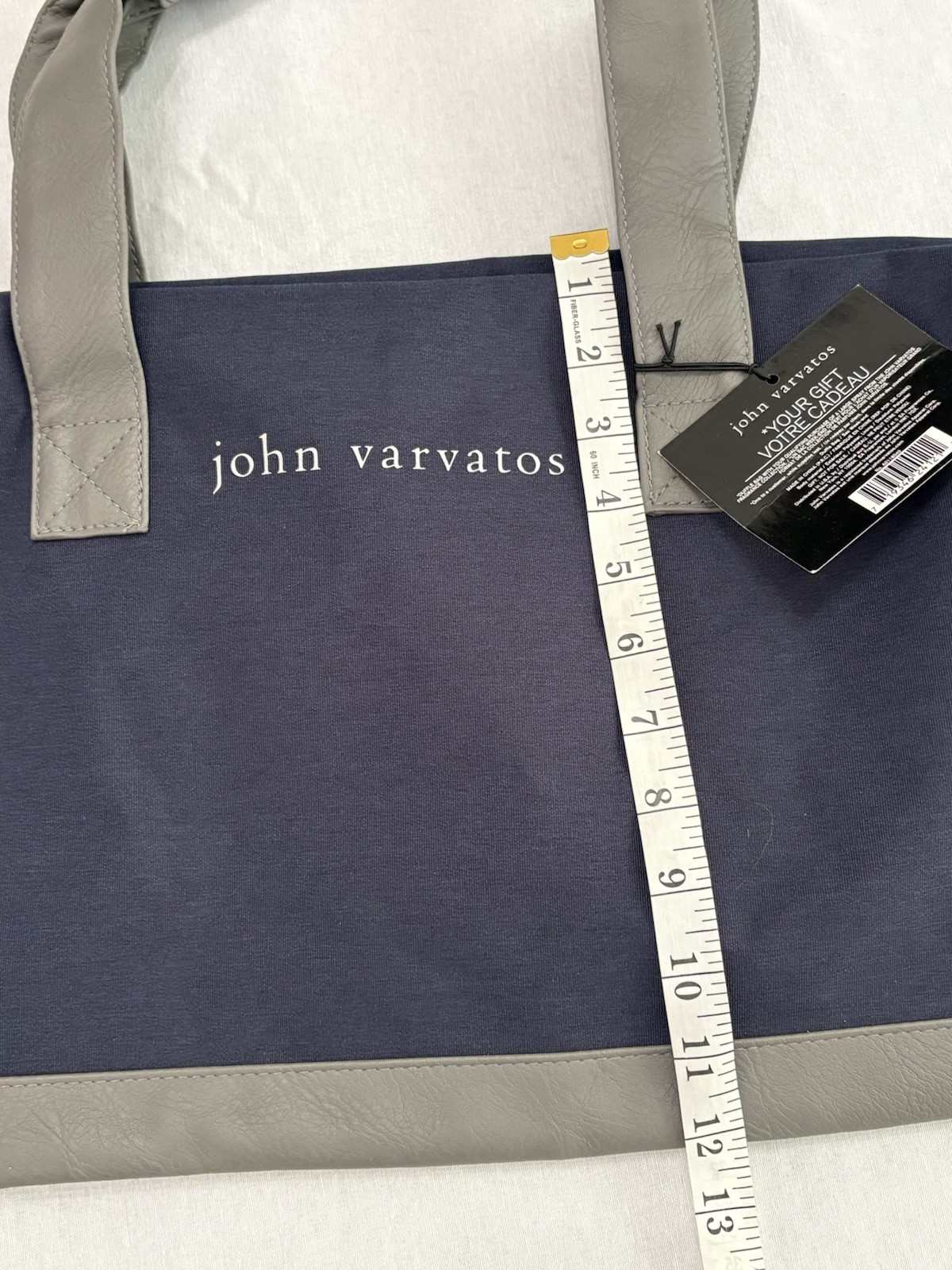 John Varvatos Navy Gray Large Duffle Bag for Men Double Handles