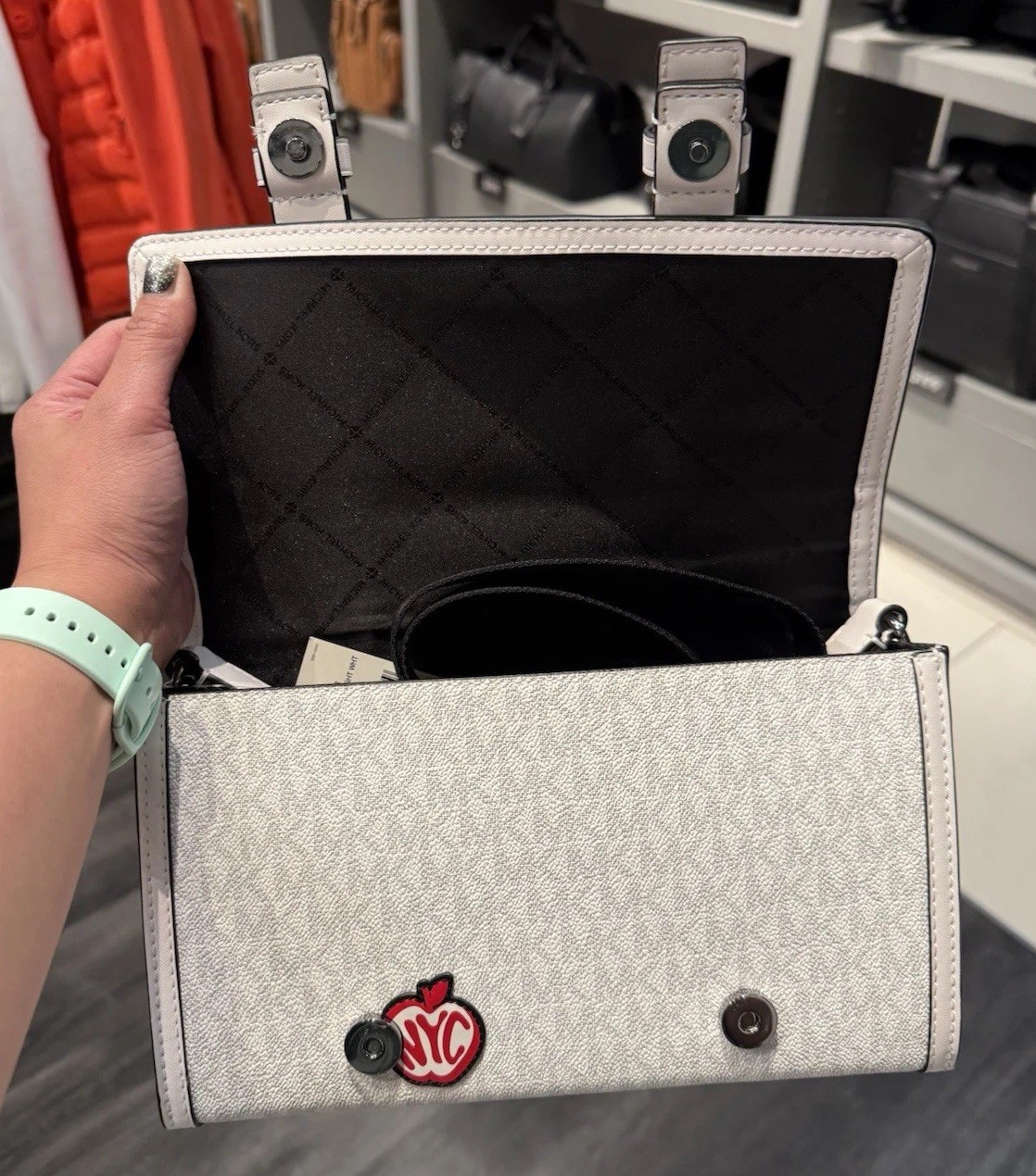 Michael Kors Cooper Embellished Signature Logo Trunk Crossbody Bag Bright White