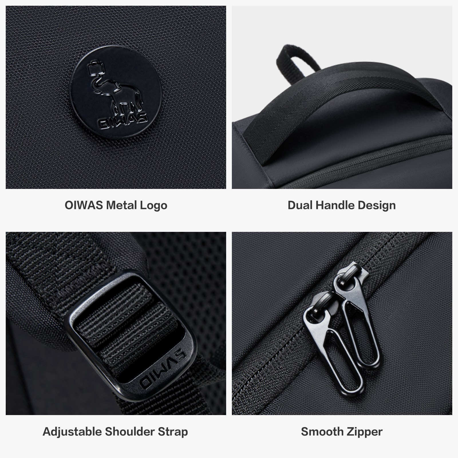 OIWAS Men Classic Backpack Waterproof 15.6″ Laptop Backpack Black with USB Port
