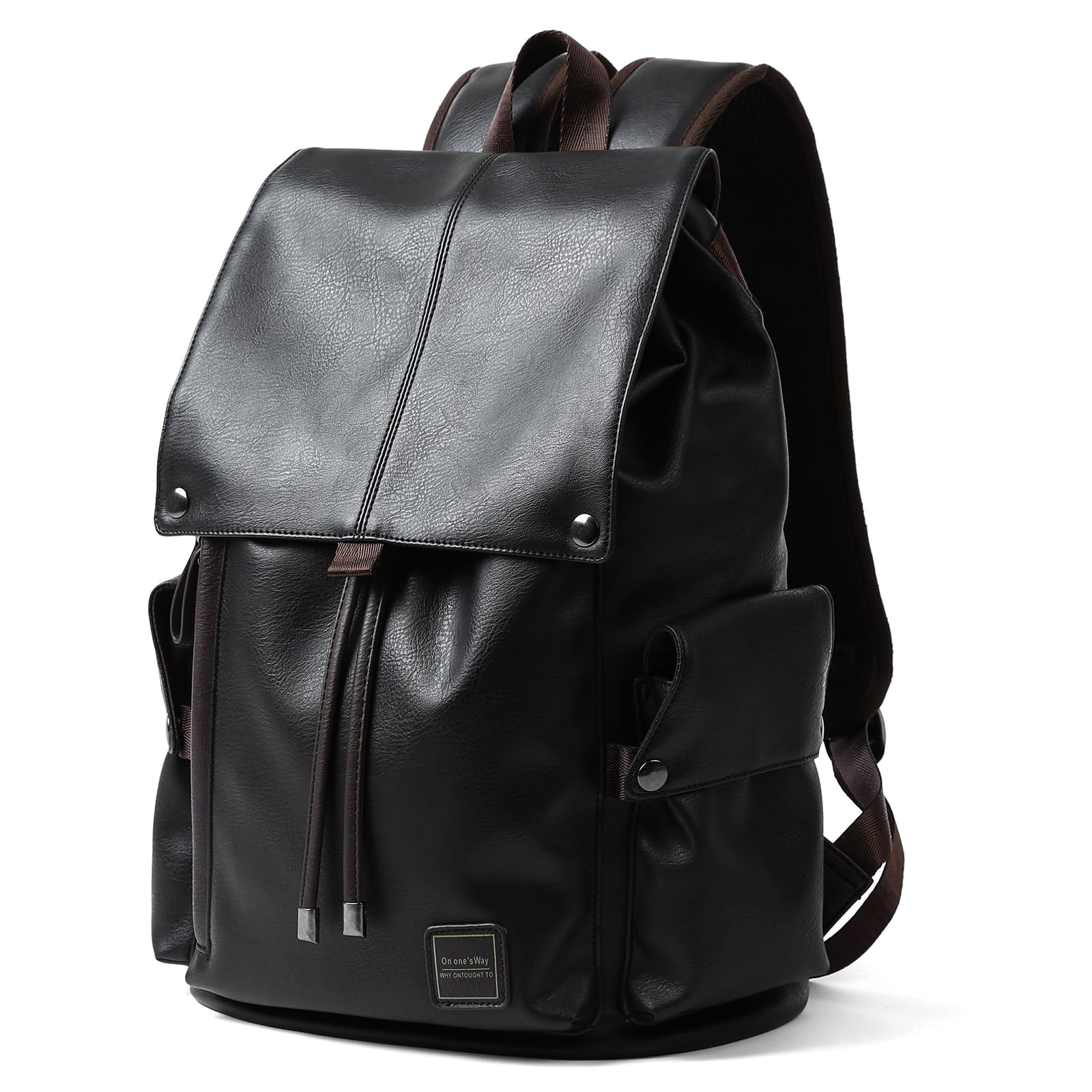 Leather Backpack for Men Fits 15.6″ Laptop Vintage Backpacks Waterproof Draws…
