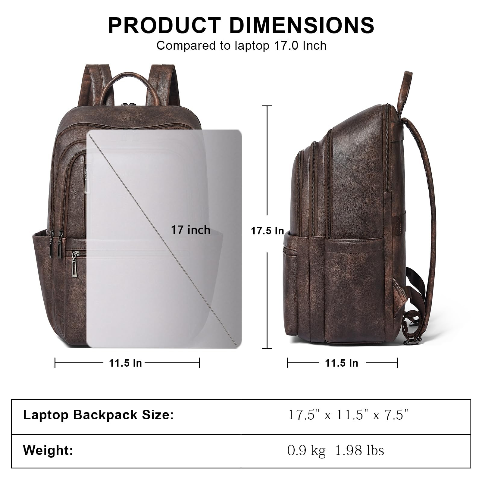 Leather 17 inch Laptop Backpack for Women, Large Travel Backpack Purse for Ca